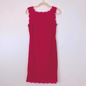 Adrianna Papell Allover Lace Sheath Dress Fuchsia Formal Holiday Cocktail Party